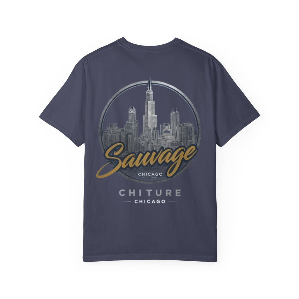 Chicago Skyline T-Shirt — "Sauvage" Graphic Tee Gold