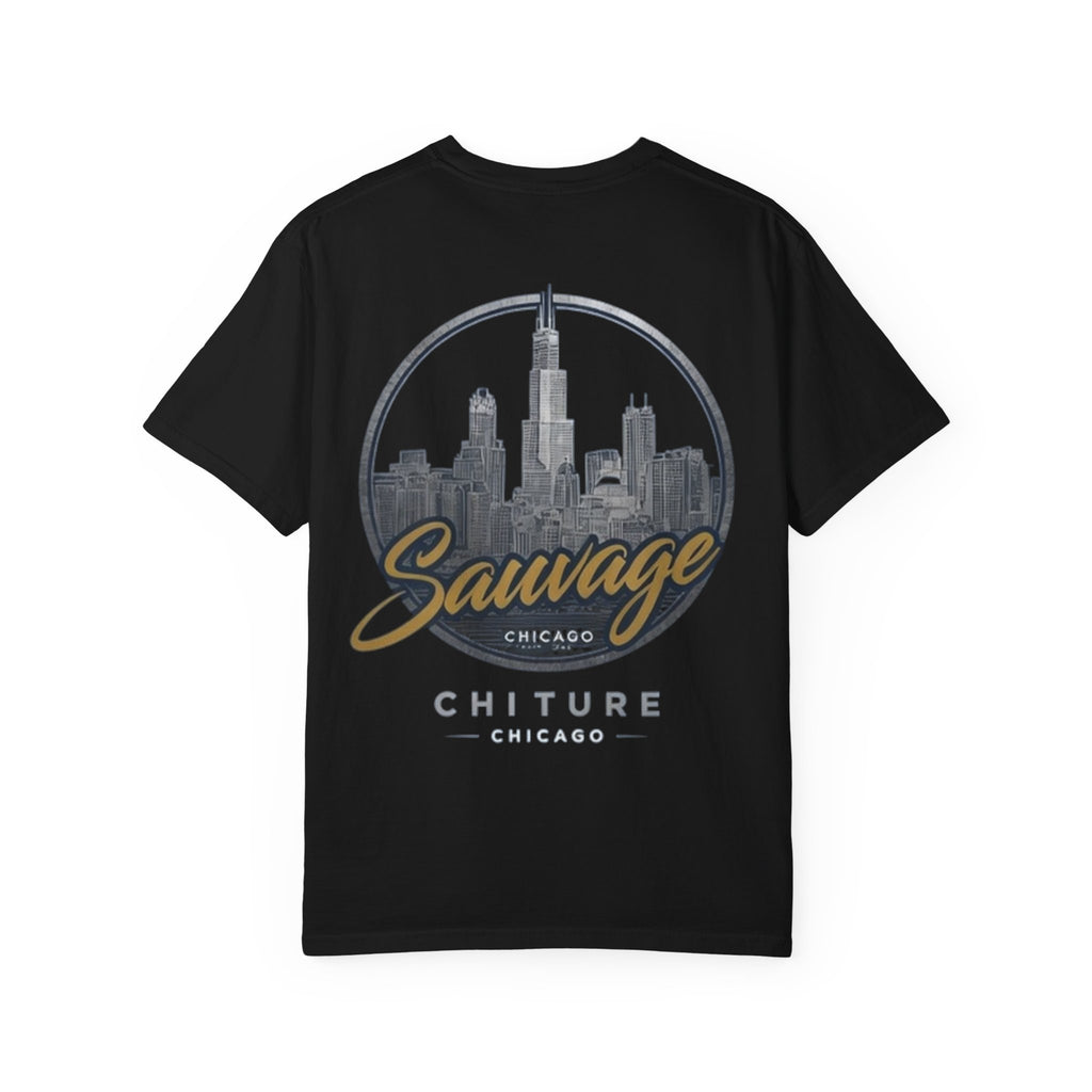 Chicago Skyline T-Shirt — "Sauvage" Graphic Tee Gold