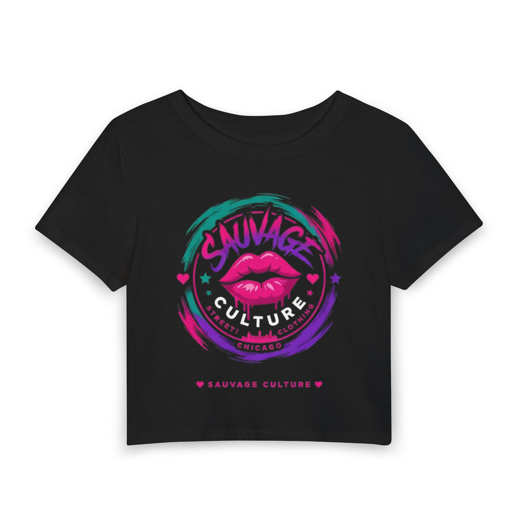 Sauvage Kiss Crop Tee — Women's Graphic Baby T-Shirt