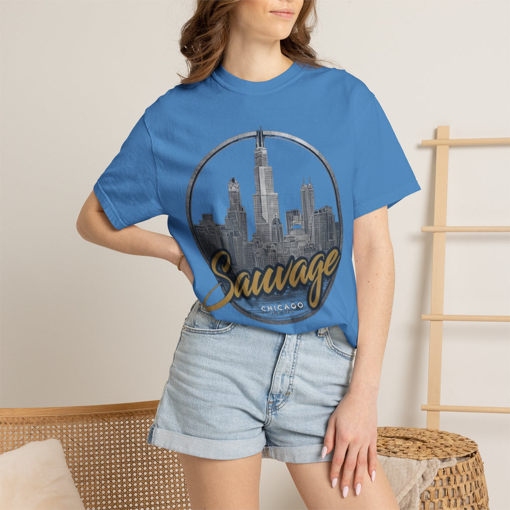 Chicago Skyline T-Shirt — "Sauvage" Graphic Tee Gold