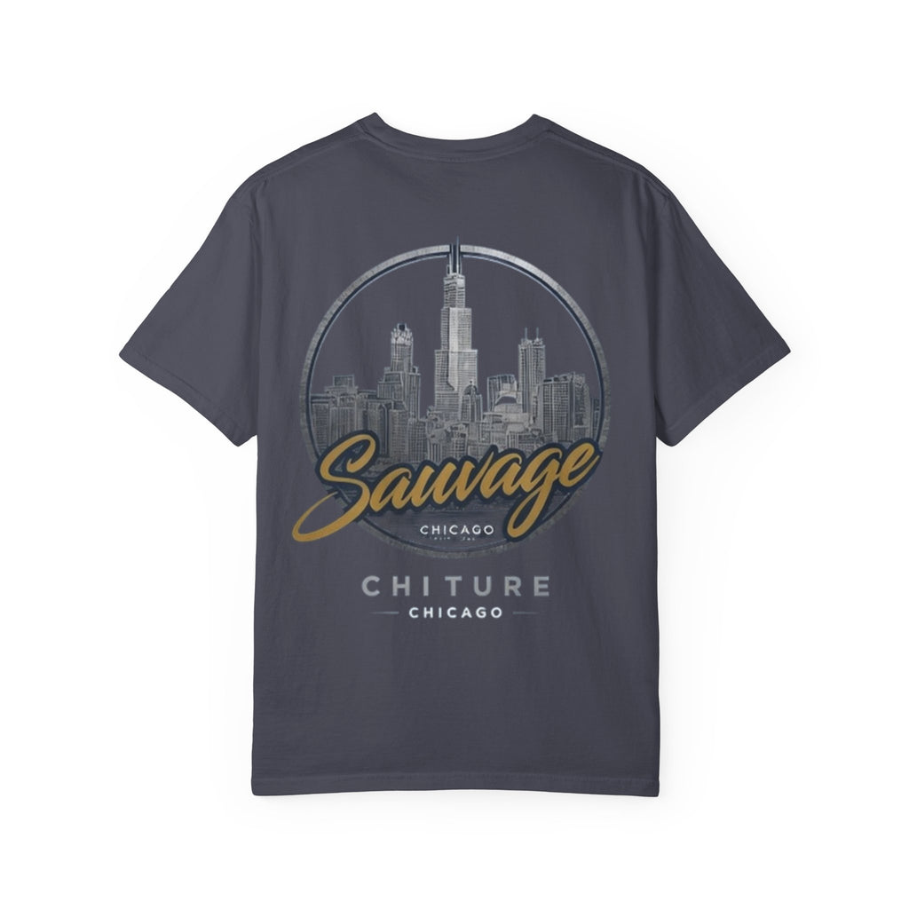 Chicago Skyline T-Shirt — "Sauvage" Graphic Tee Gold