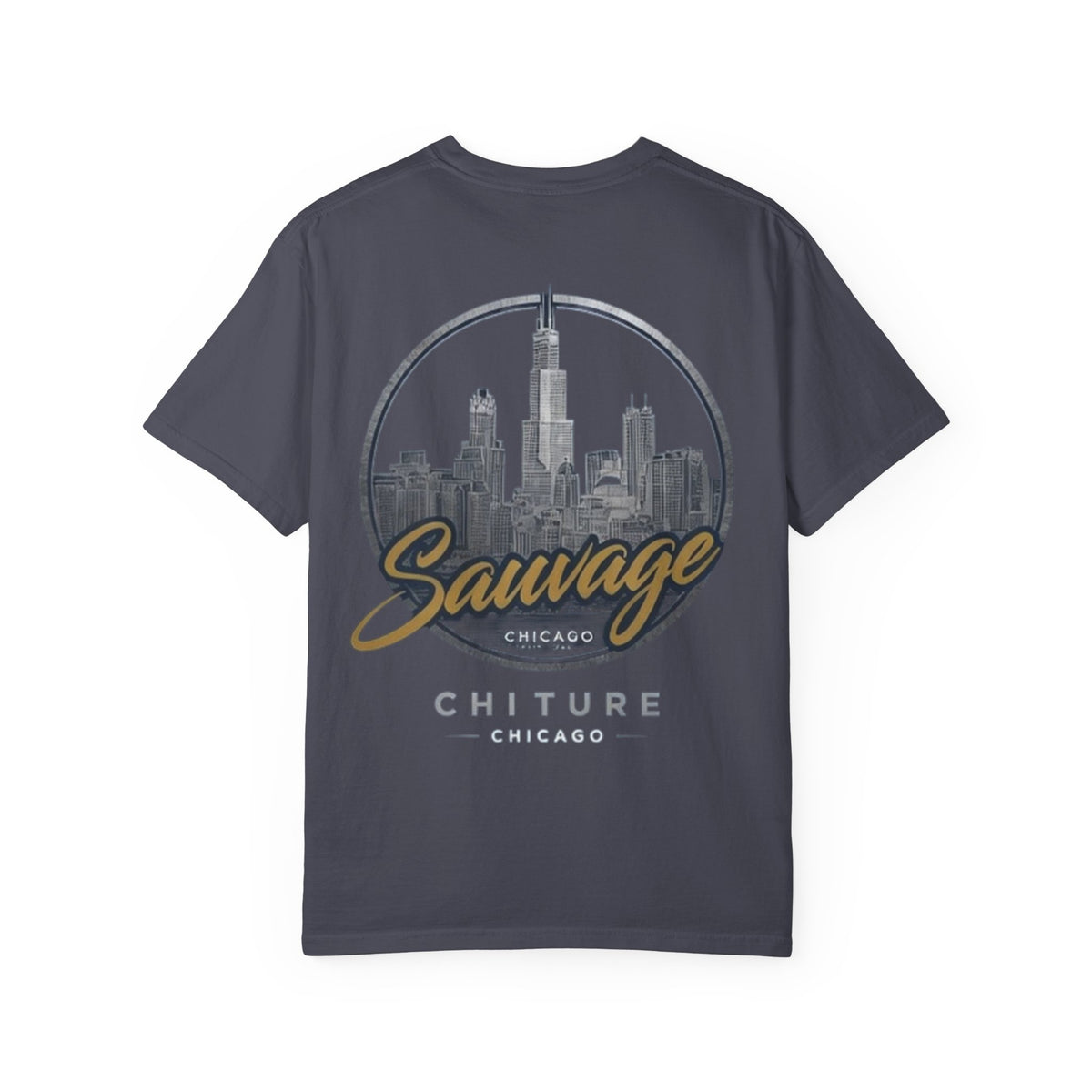 Chicago Skyline T-Shirt — "Sauvage" Graphic Tee Gold