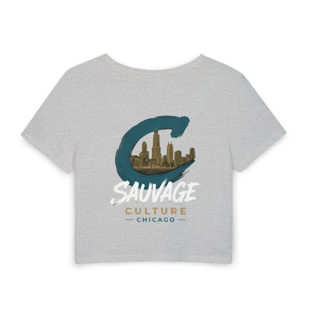 Chicago 'Sauvage Culture' Women's Baby Tee — City Skyline Crop Top