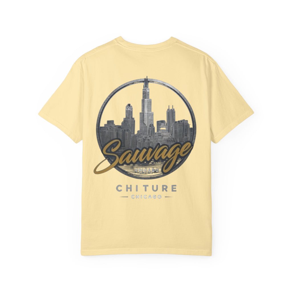 Chicago Skyline T-Shirt — "Sauvage" Graphic Tee Gold
