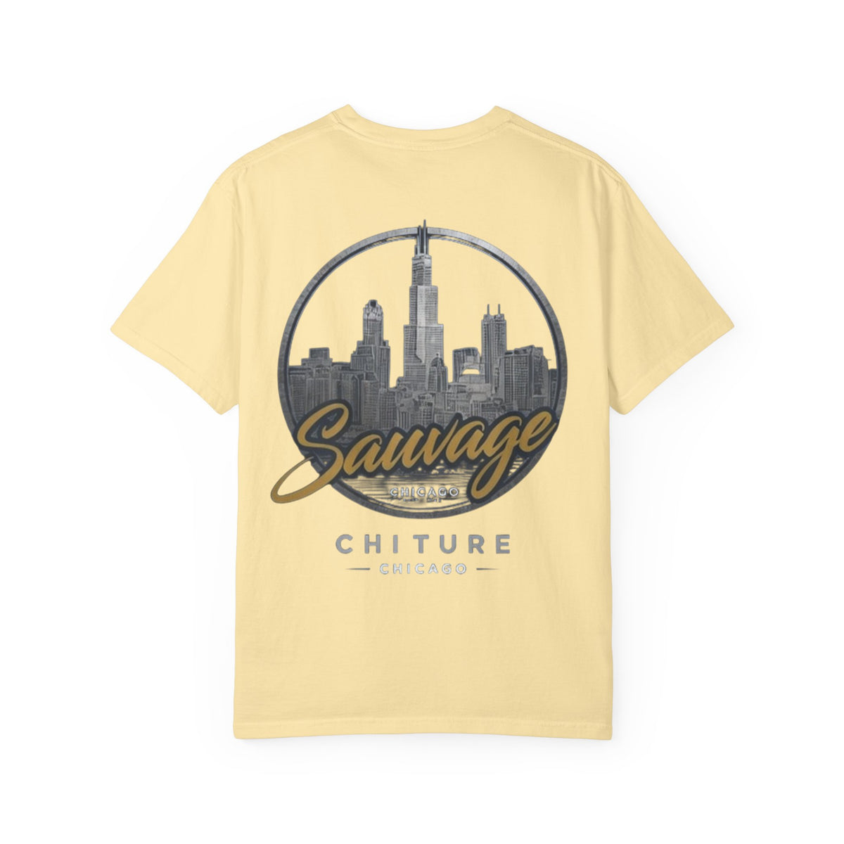 Chicago Skyline T-Shirt — "Sauvage" Graphic Tee Gold
