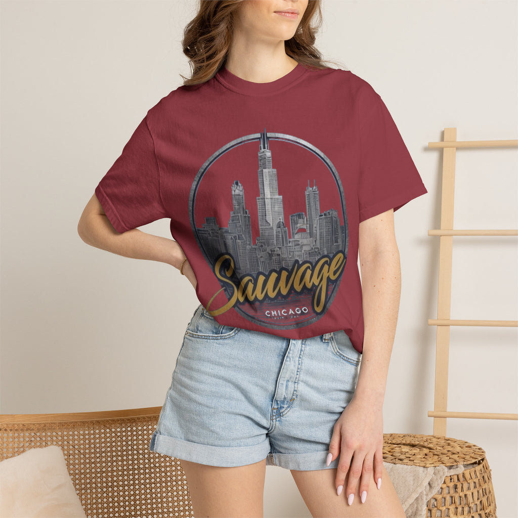Chicago Skyline T-Shirt — "Sauvage" Graphic Tee Gold