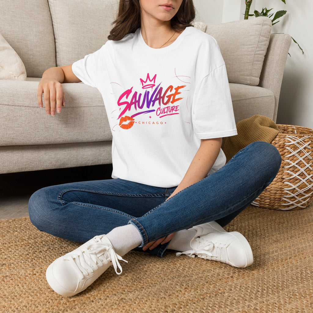Sauvage Culture T-Shirt — Retro Neon Graphic Tee (Chicago)