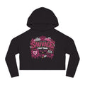 Sauvage Cropped Hoodie — Pink Floral Graphic Women's Sweatshirt