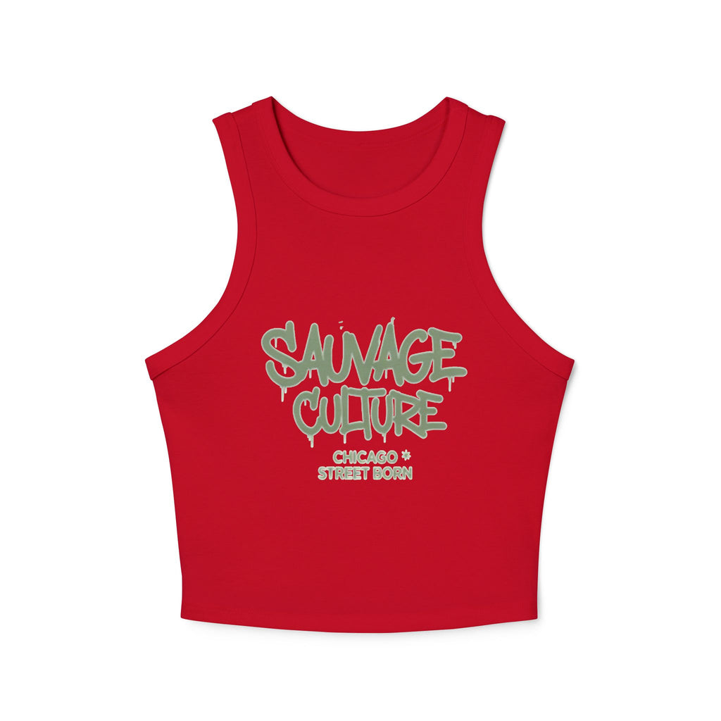 Racer Tank — "Sauvage Culture" Graffiti Crop Tank (Chicago Street Born)