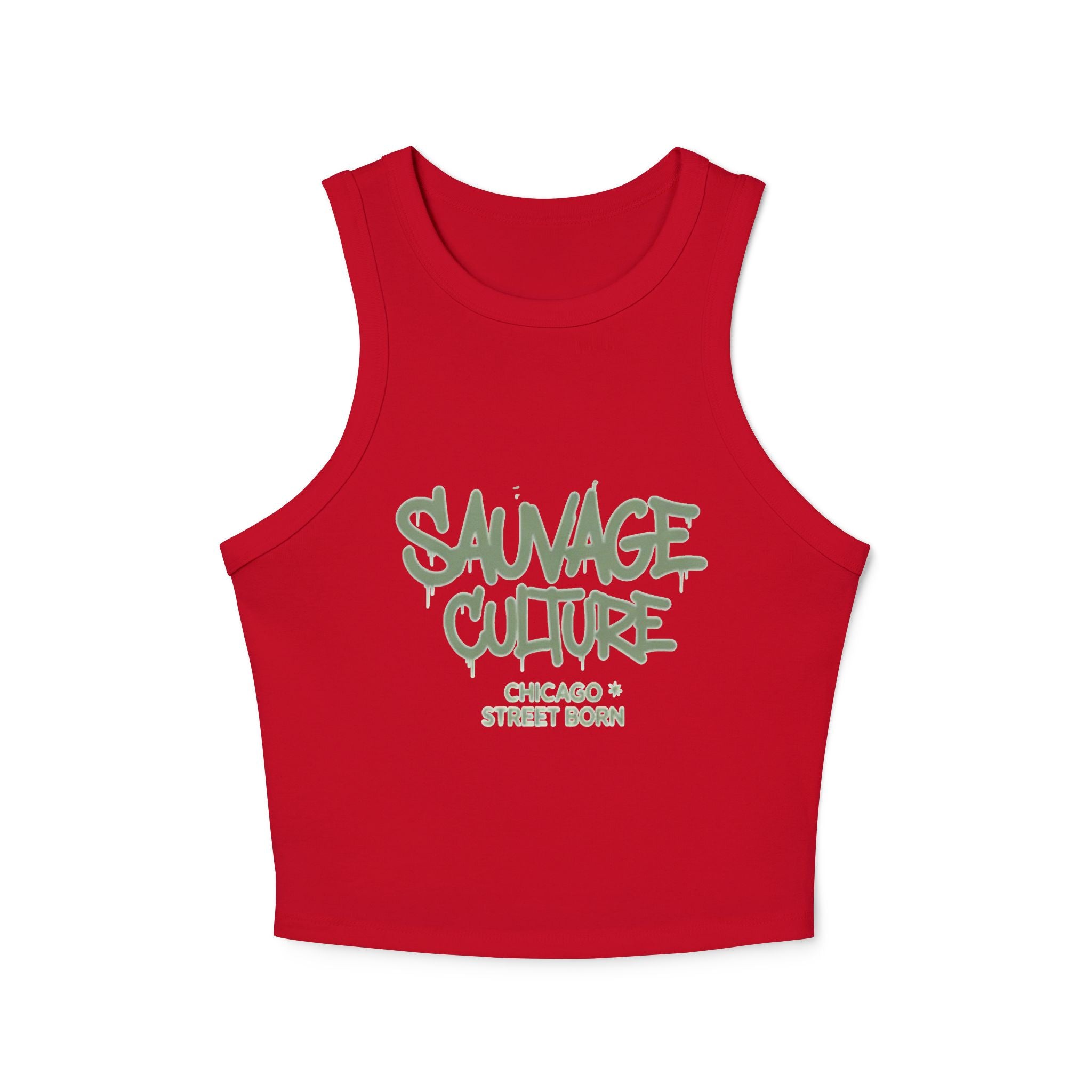 Racer Tank — "Sauvage Culture" Graffiti Crop Tank (Chicago Street Born)