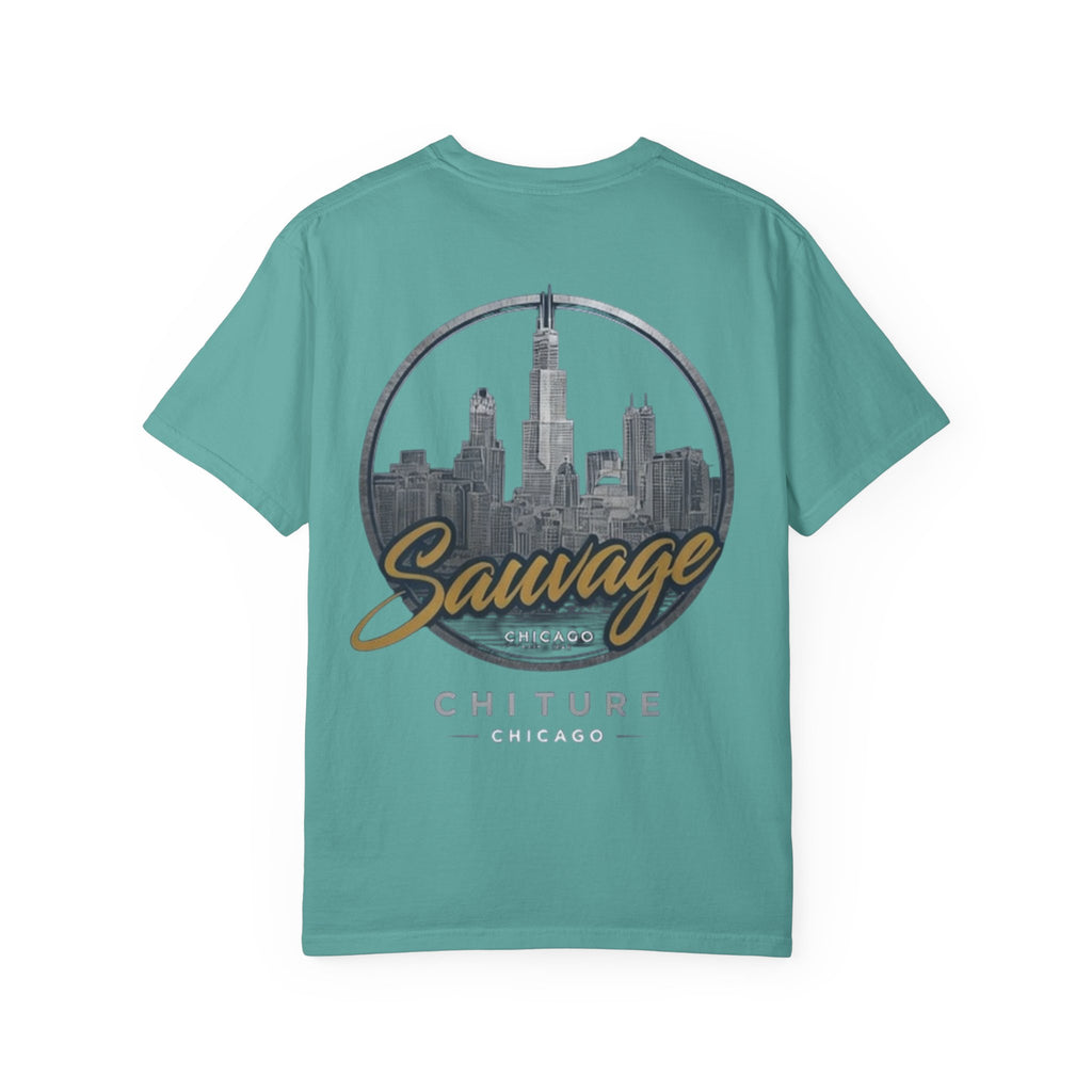 Chicago Skyline T-Shirt — "Sauvage" Graphic Tee Gold