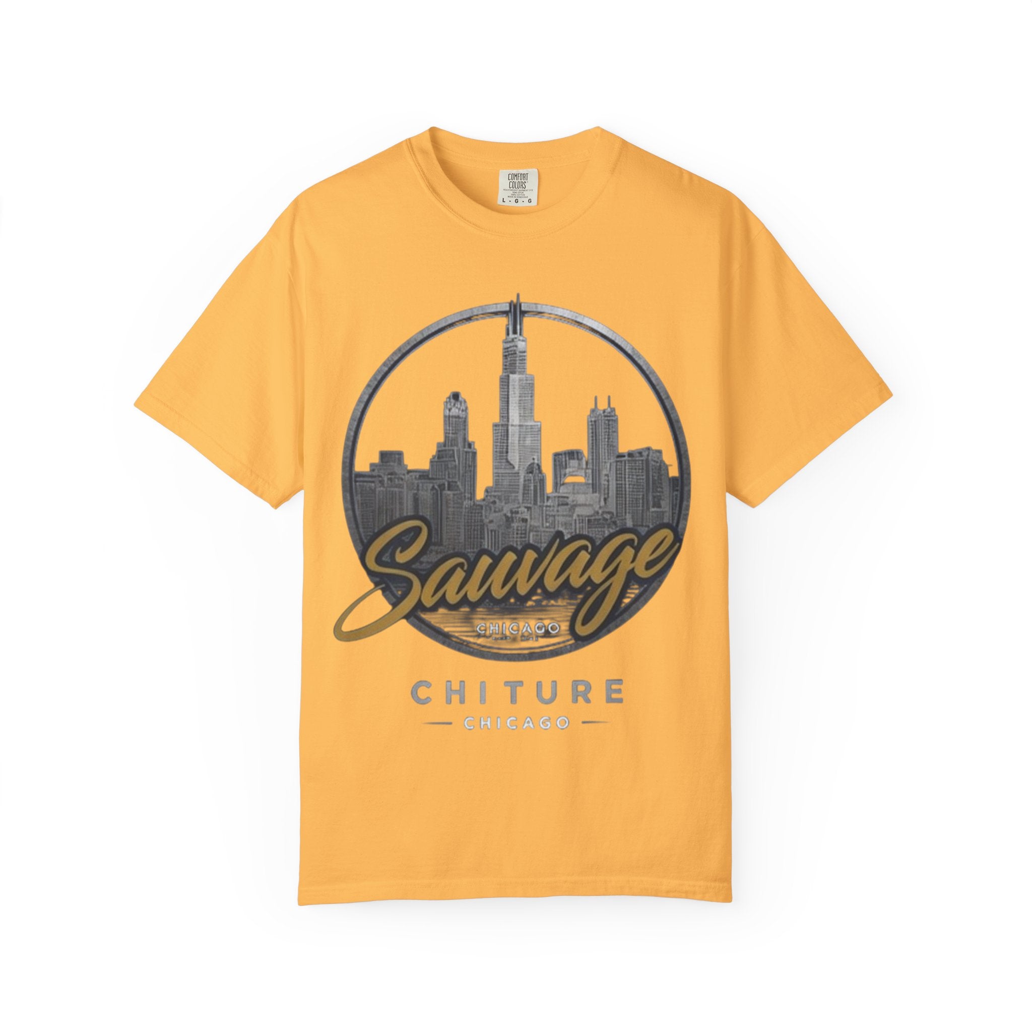 Chicago Skyline T-Shirt — "Sauvage" Graphic Tee Gold