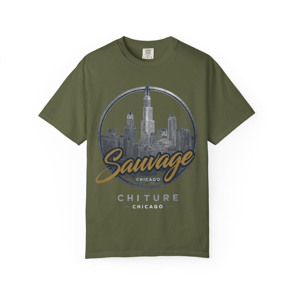 Chicago Skyline T-Shirt — "Sauvage" Graphic Tee Gold