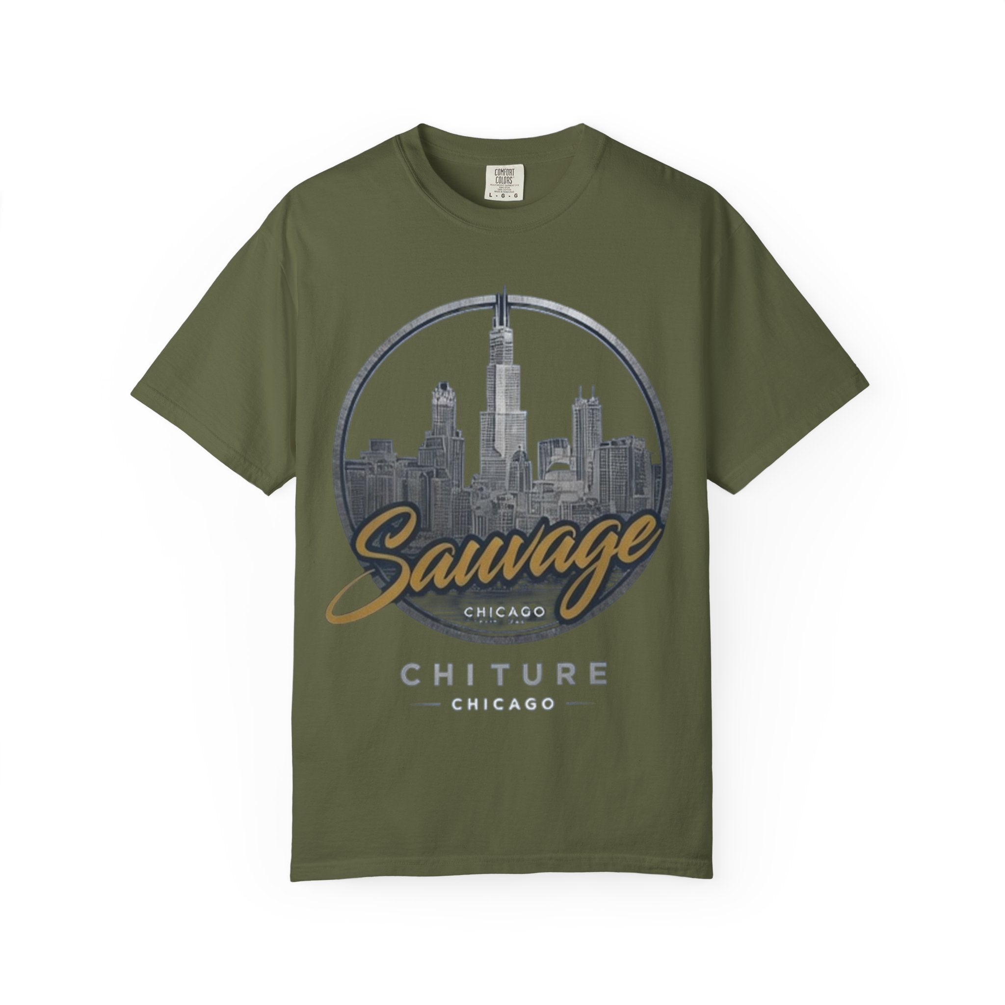 Chicago Skyline T-Shirt — "Sauvage" Graphic Tee Gold