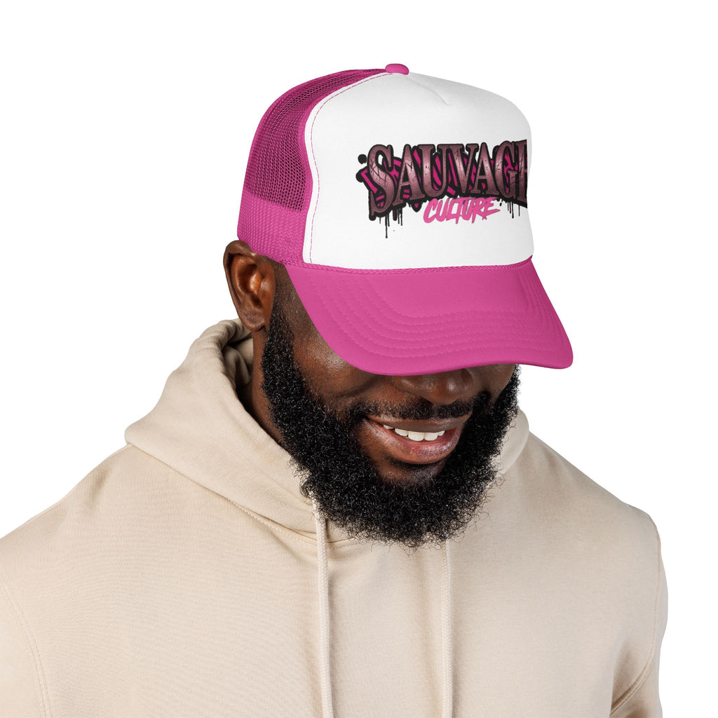 Copy of Pink Trucker Hat — 'Savage Auntie' Floral Graphic Foam Cap