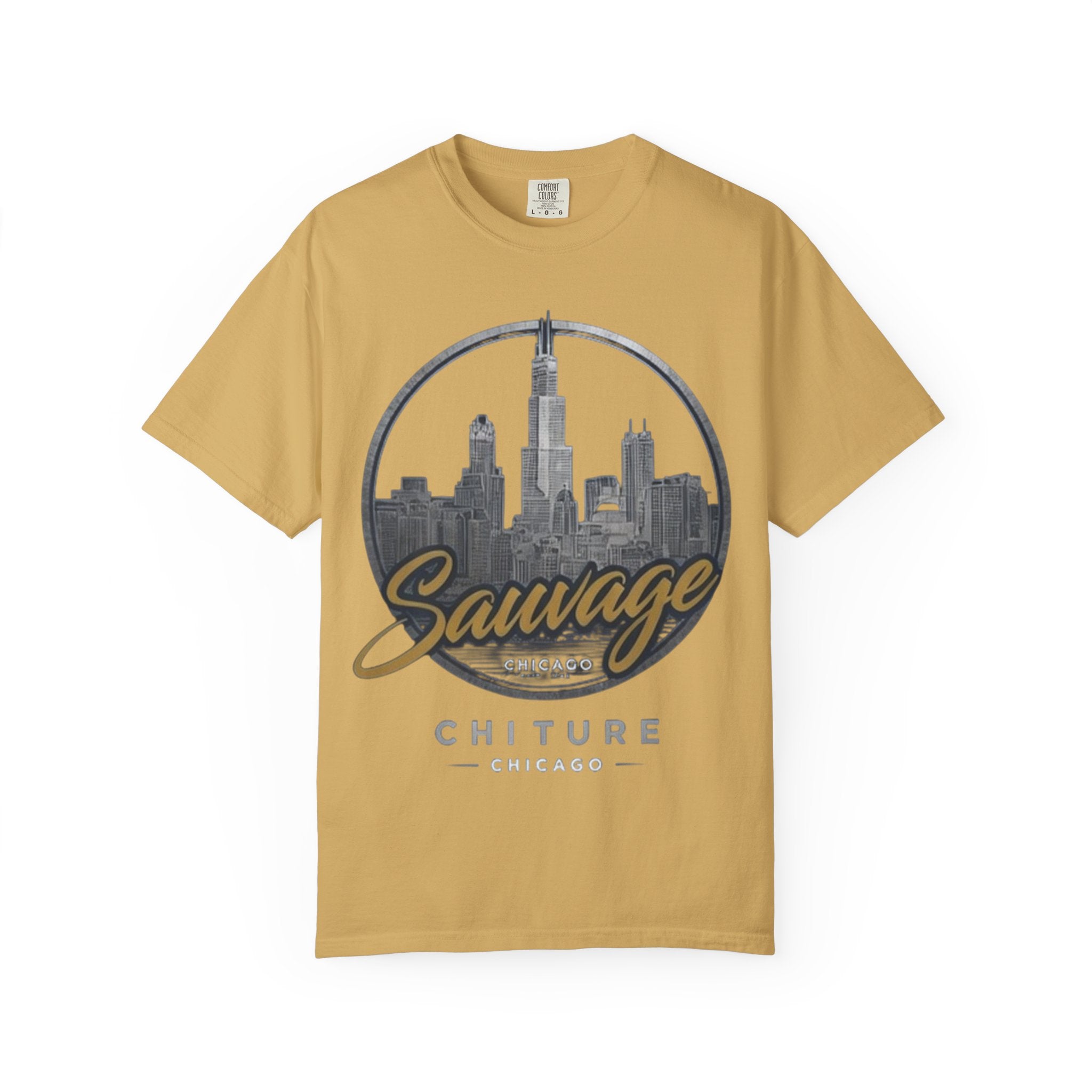 Chicago Skyline T-Shirt — "Sauvage" Graphic Tee Gold