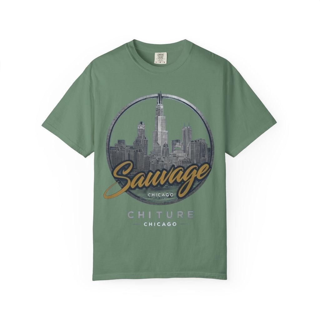 Chicago Skyline T-Shirt — "Sauvage" Graphic Tee Gold