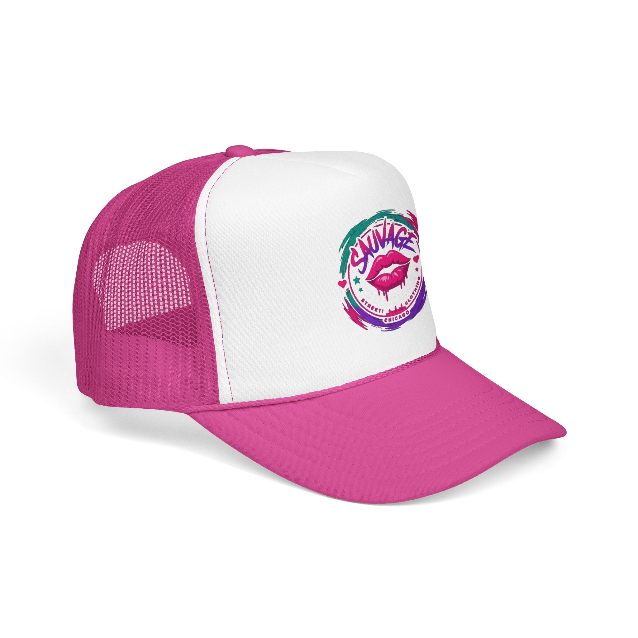 Pink Trucker Hat — 'Savage Auntie' Floral Graphic Foam Cap