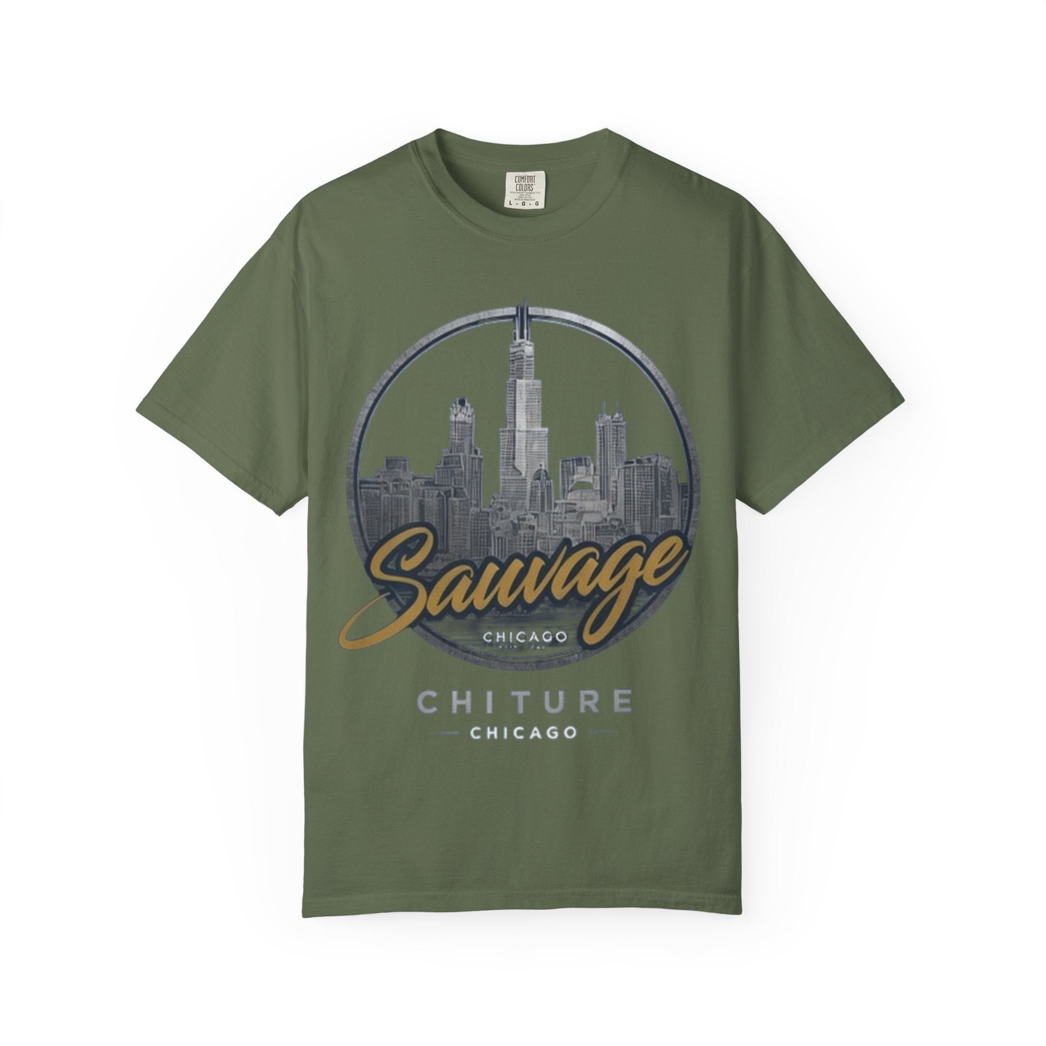 Chicago Skyline T-Shirt — "Sauvage" Graphic Tee Gold