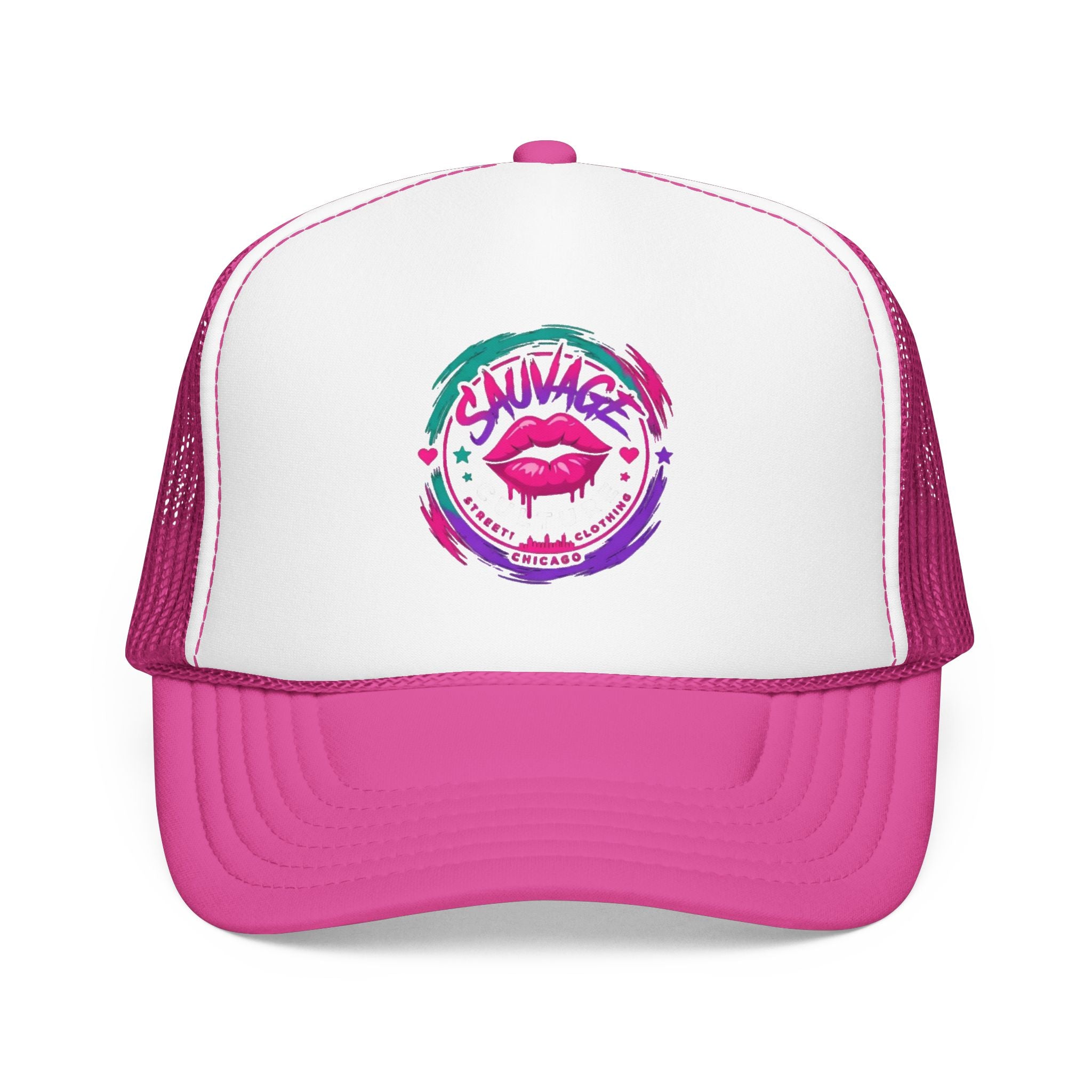 Pink Trucker Hat — 'Savage Auntie' Floral Graphic Foam Cap