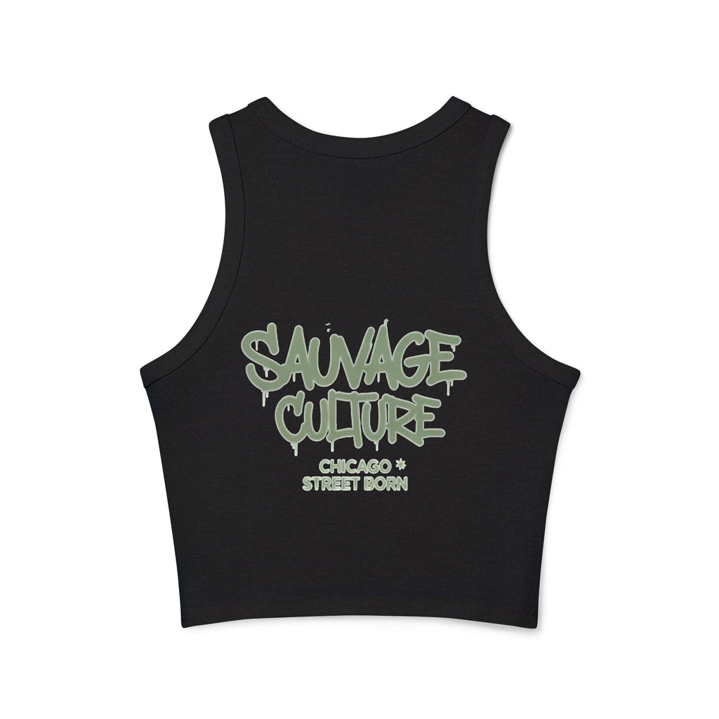 Racer Tank — "Sauvage Culture" Graffiti Crop Tank (Chicago Street Born)