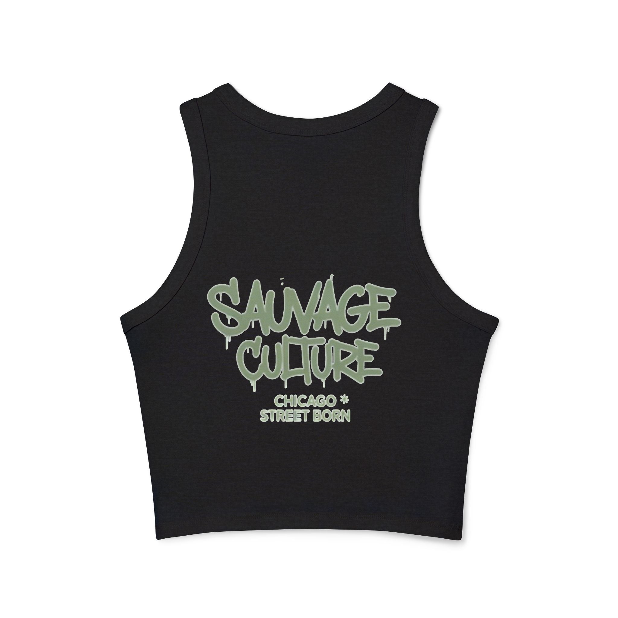 Racer Tank — "Sauvage Culture" Graffiti Crop Tank (Chicago Street Born)