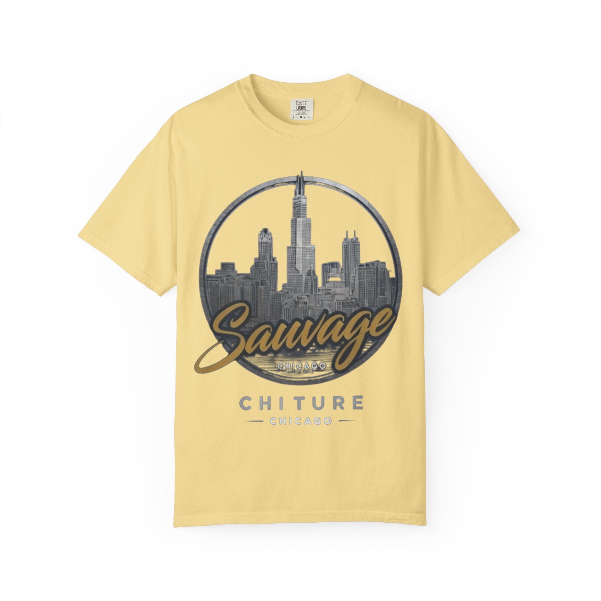Chicago Skyline T-Shirt — "Sauvage" Graphic Tee Gold