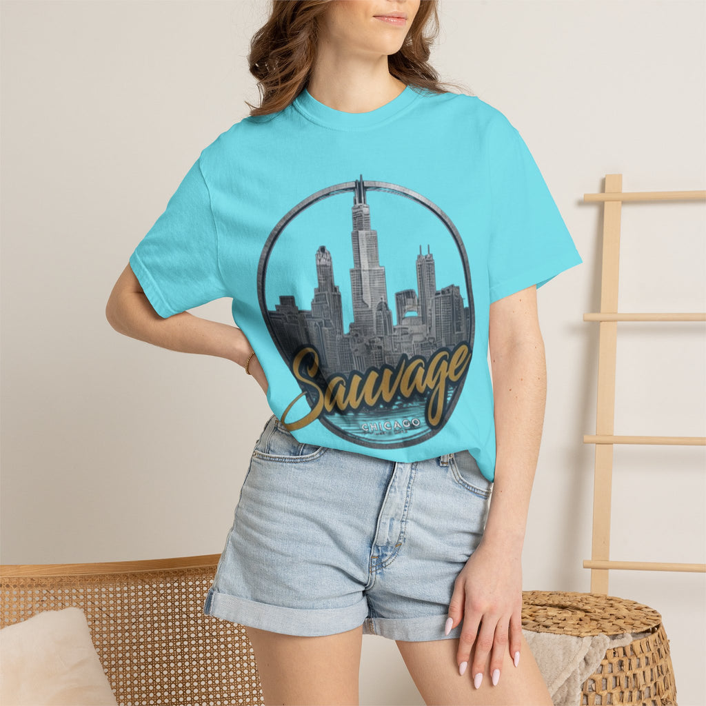 Chicago Skyline T-Shirt — "Sauvage" Graphic Tee Gold