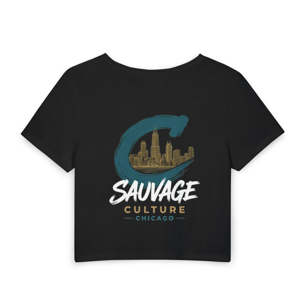 Chicago 'Sauvage Culture' Women's Baby Tee — City Skyline Crop Top