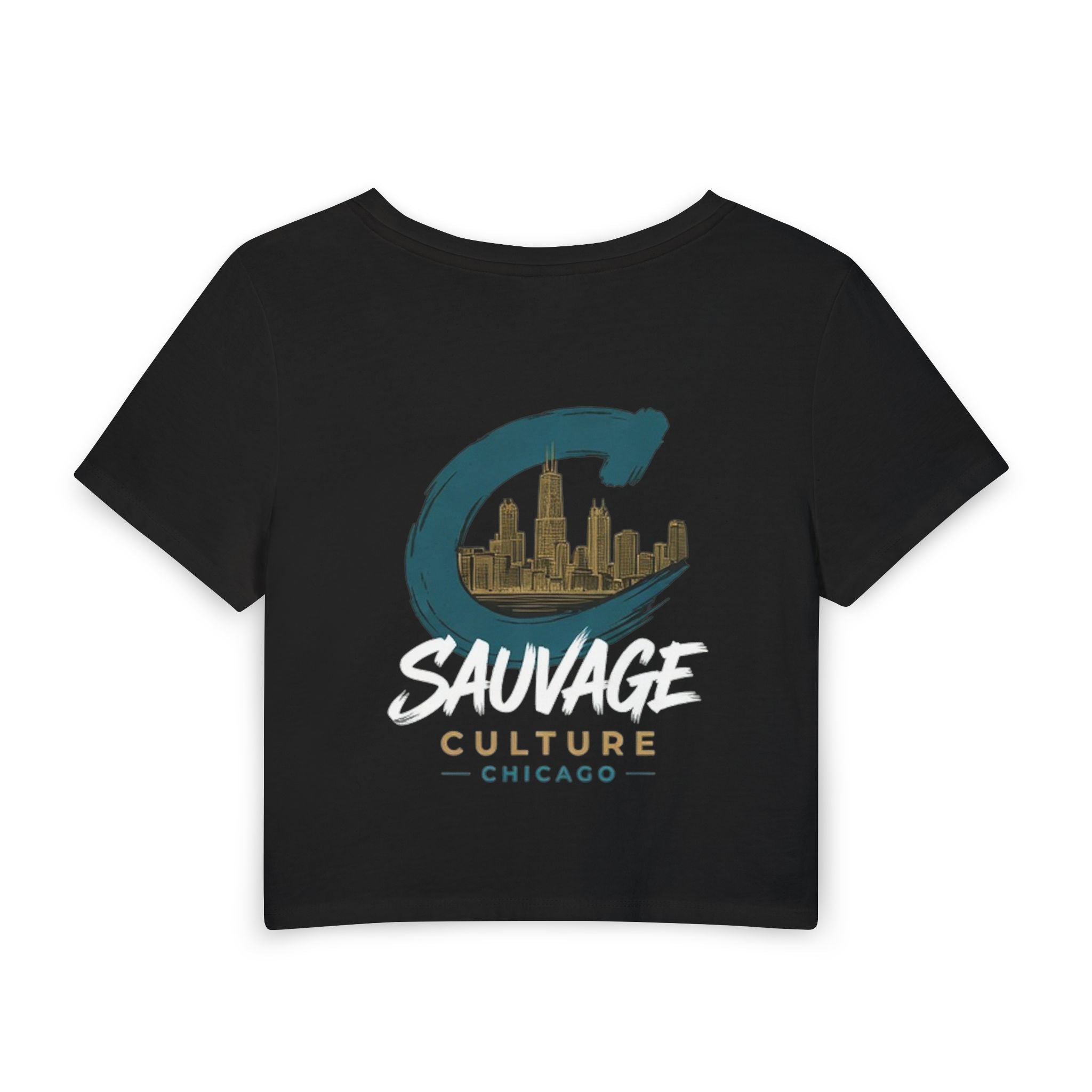 Chicago 'Sauvage Culture' Women's Baby Tee — City Skyline Crop Top