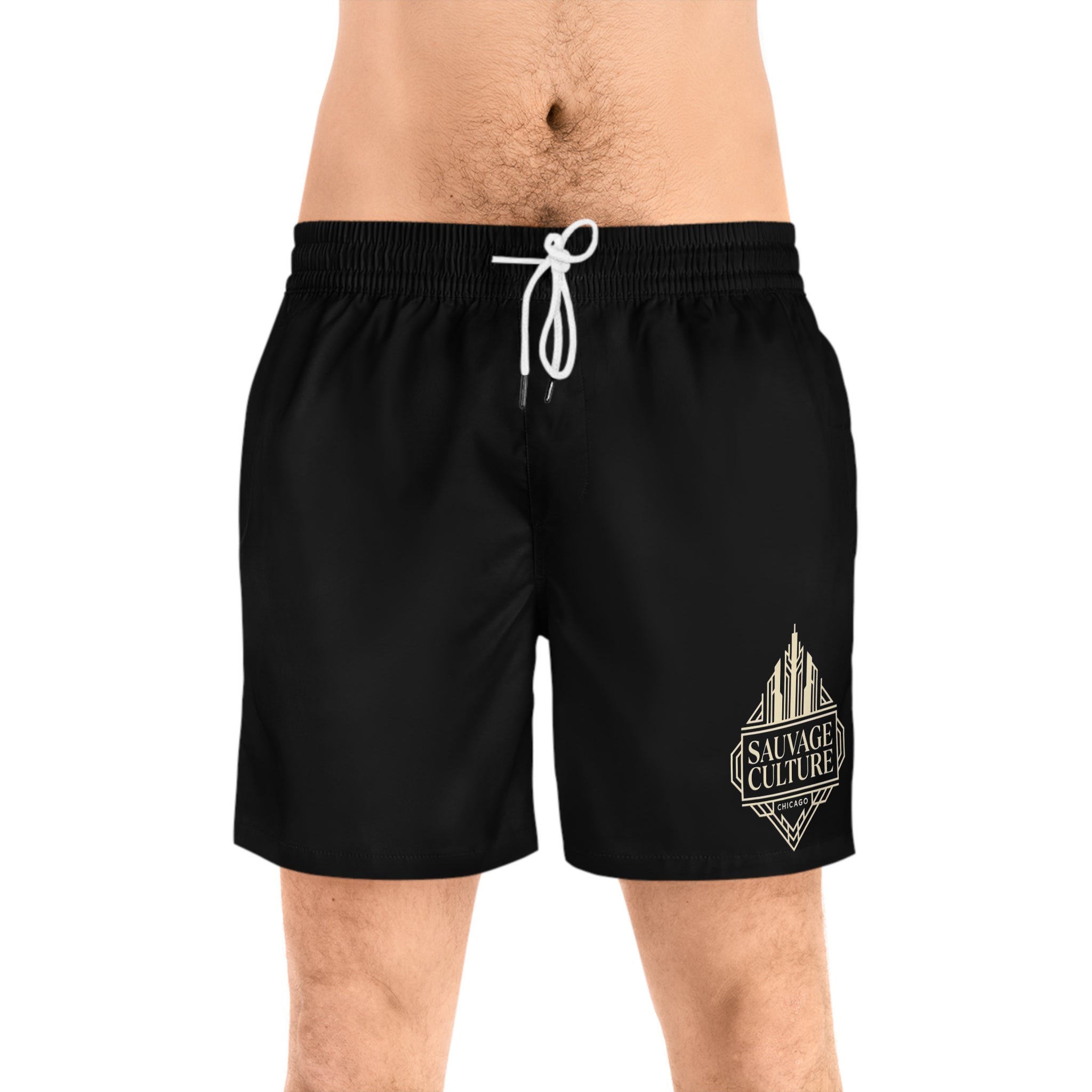 Men's Sauvage Culture Art Deco Chicago Mid-Length Swim Shorts
