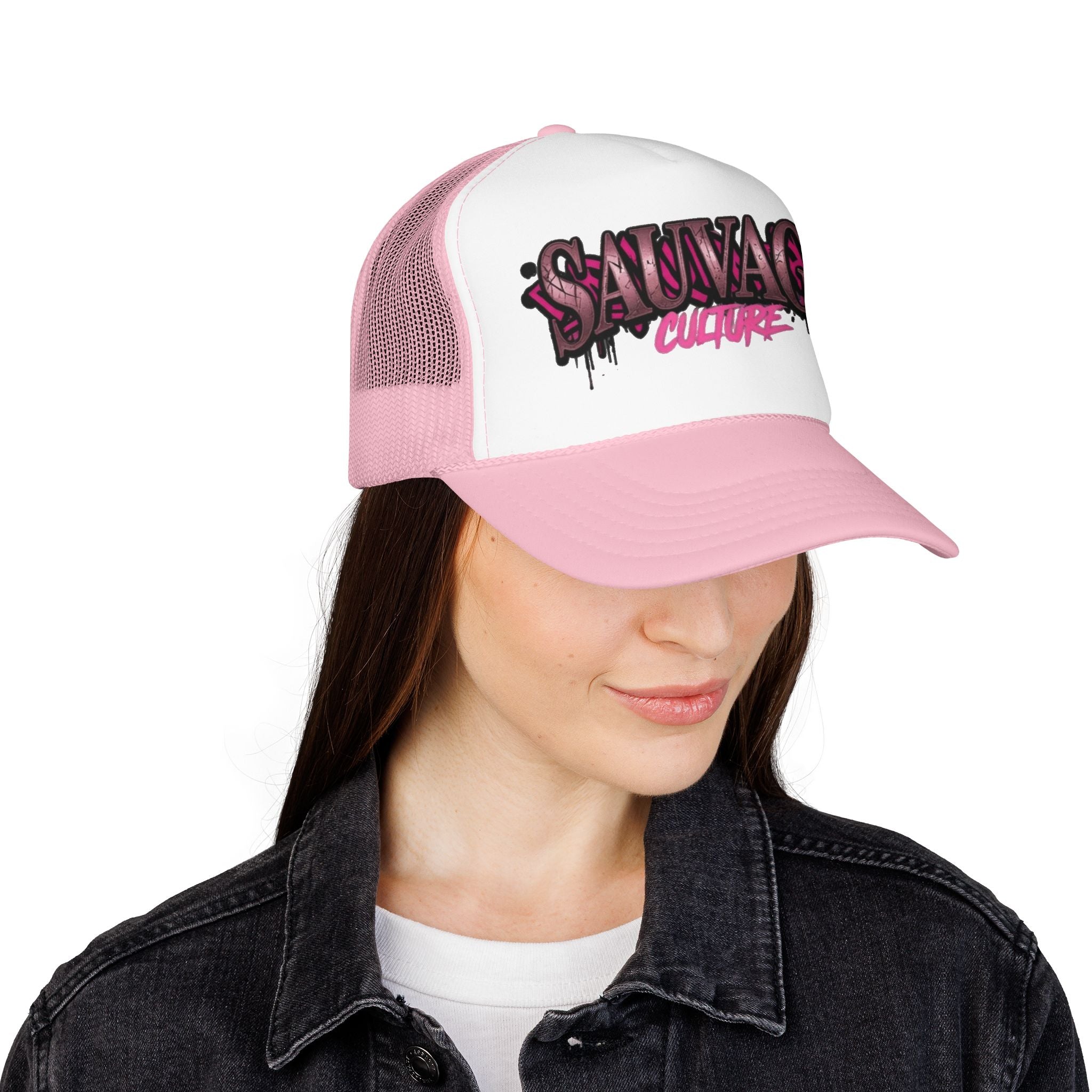 Copy of Pink Trucker Hat — 'Savage Auntie' Floral Graphic Foam Cap