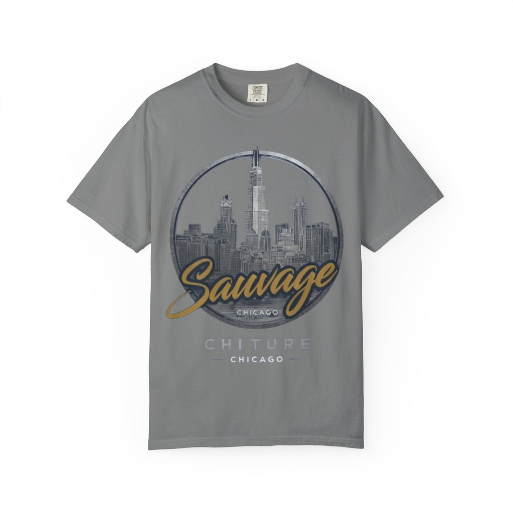 Chicago Skyline T-Shirt — "Sauvage" Graphic Tee Gold
