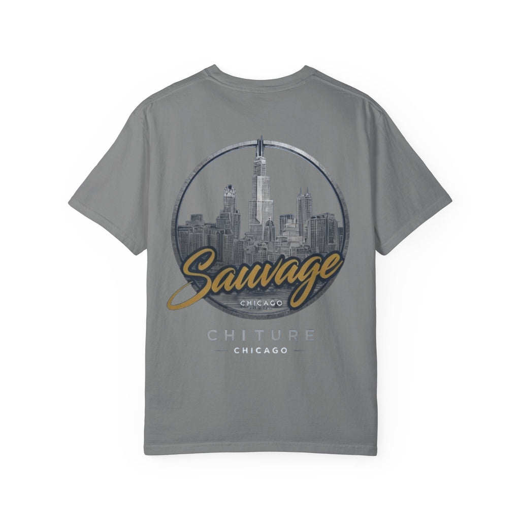 Chicago Skyline T-Shirt — "Sauvage" Graphic Tee Gold