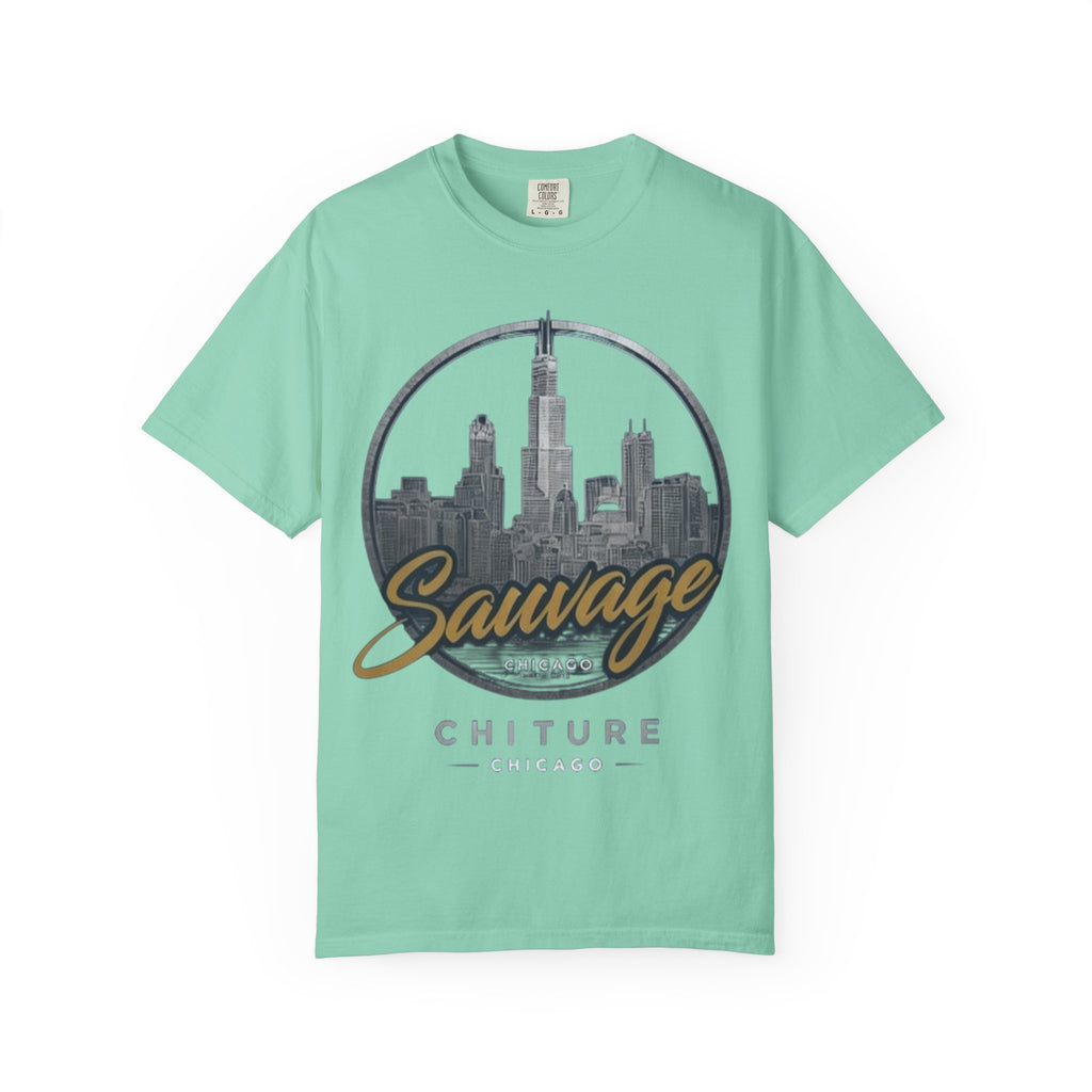 Chicago Skyline T-Shirt — "Sauvage" Graphic Tee Gold