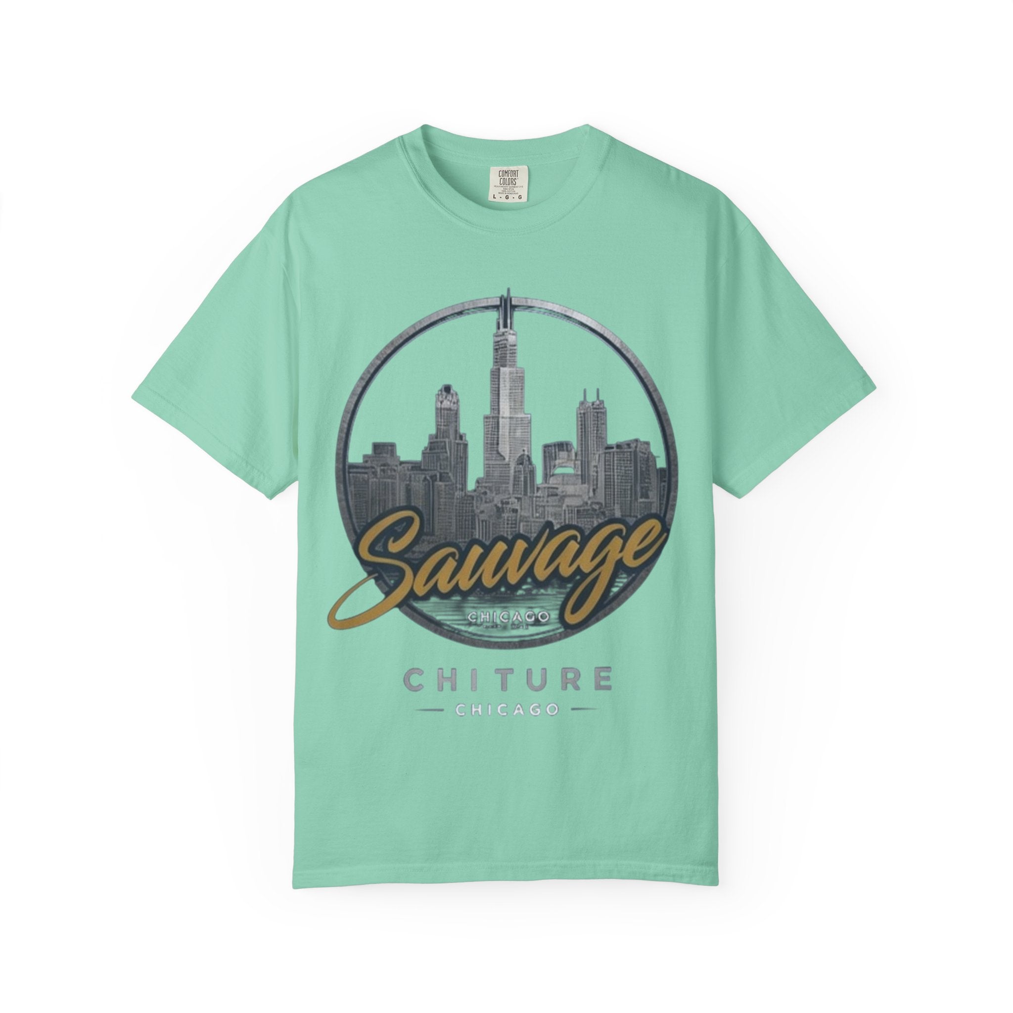Chicago Skyline T-Shirt — "Sauvage" Graphic Tee Gold