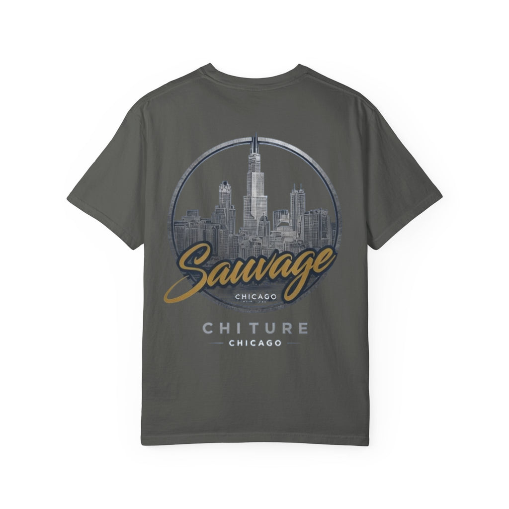 Chicago Skyline T-Shirt — "Sauvage" Graphic Tee Gold