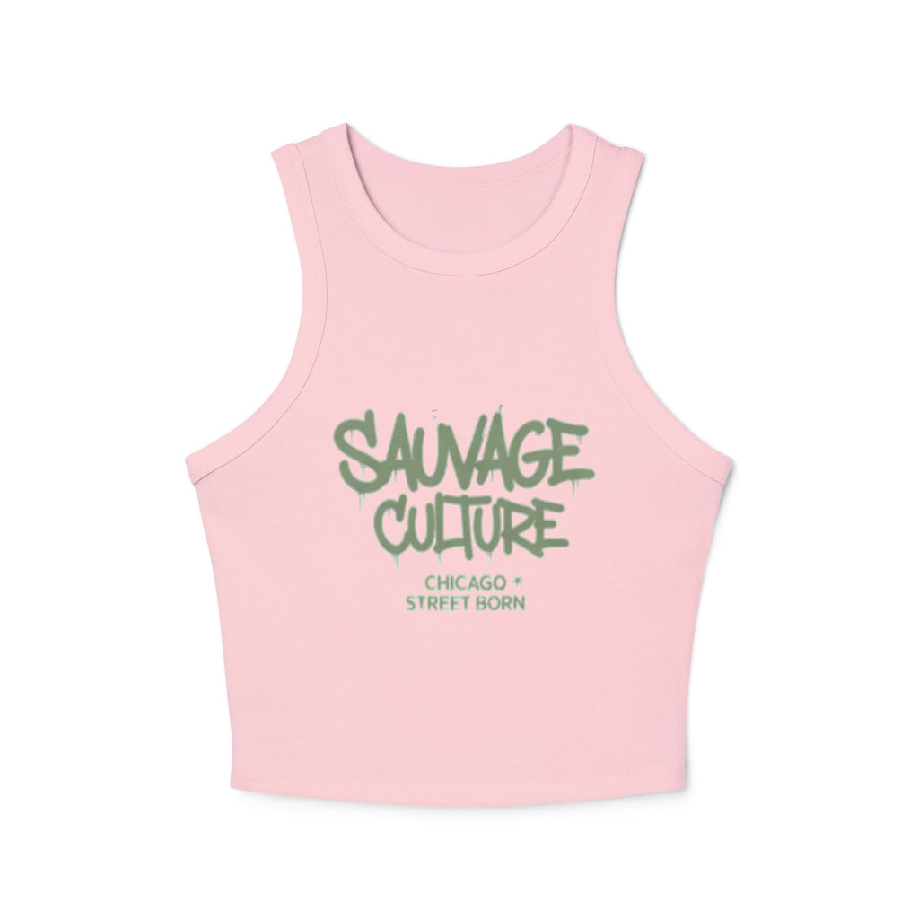 Racer Tank — "Sauvage Culture" Graffiti Crop Tank (Chicago Street Born)