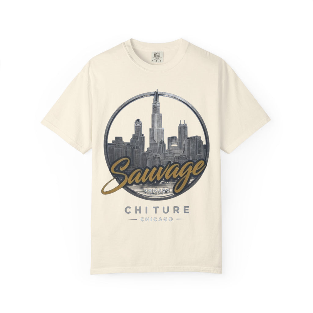 Chicago Skyline T-Shirt — "Sauvage" Graphic Tee Gold
