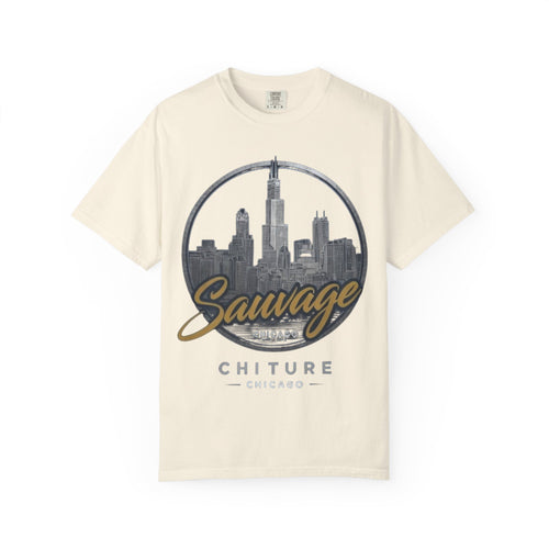 Chicago Skyline T-Shirt — "Sauvage" Graphic Tee Gold