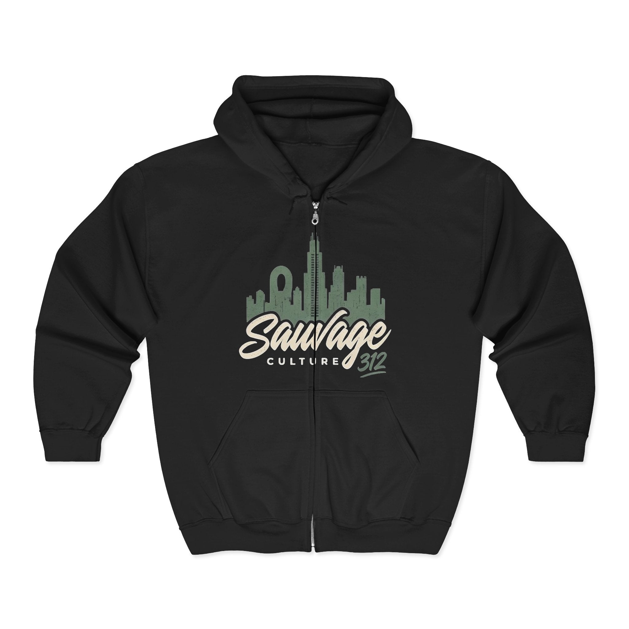 Savage Culture City Skyline Zip Hoodie – Urban Vintage Graphic Hoodie