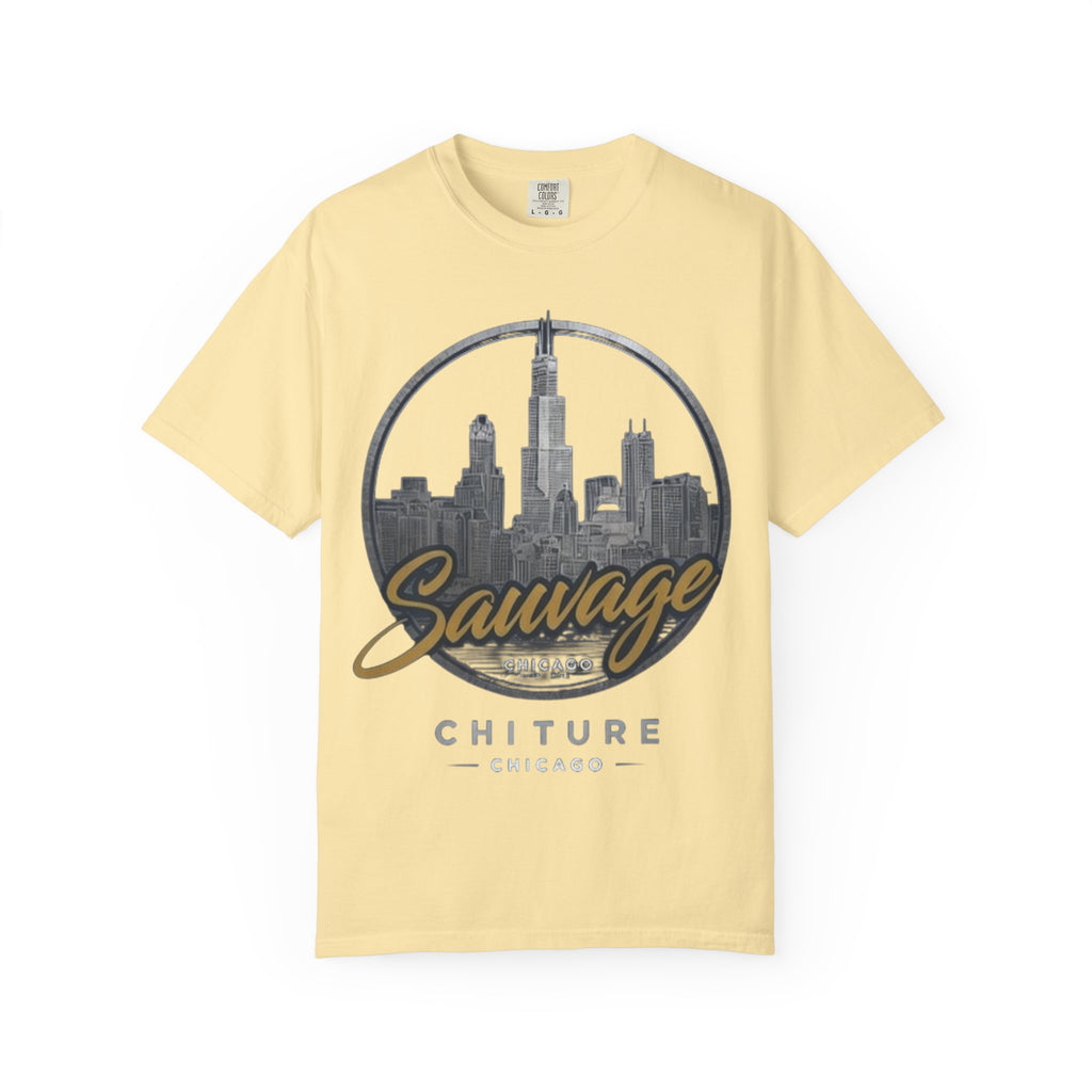 Chicago Skyline T-Shirt — "Sauvage" Graphic Tee Gold