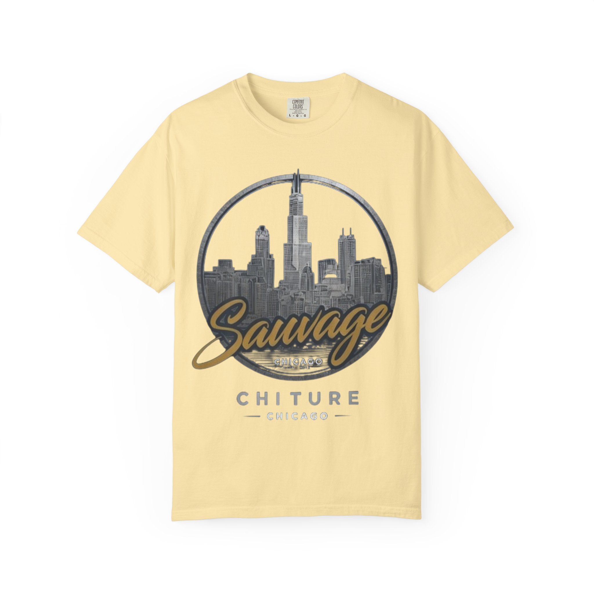 Chicago Skyline T-Shirt — "Sauvage" Graphic Tee Gold