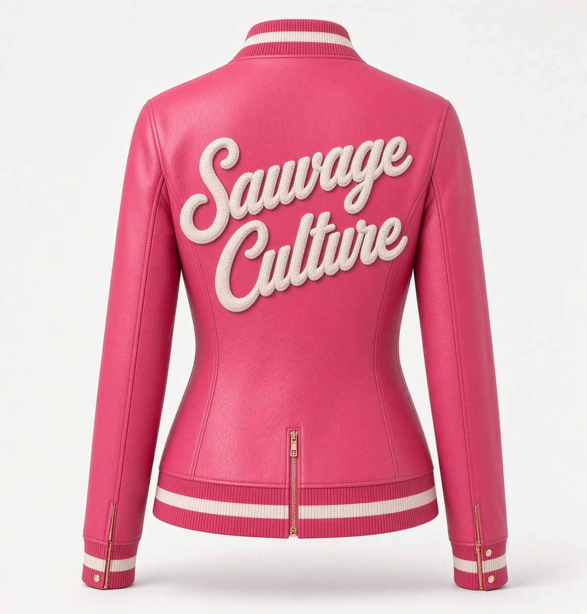 Sauvage Culture Pink Ladies Leather Jacket