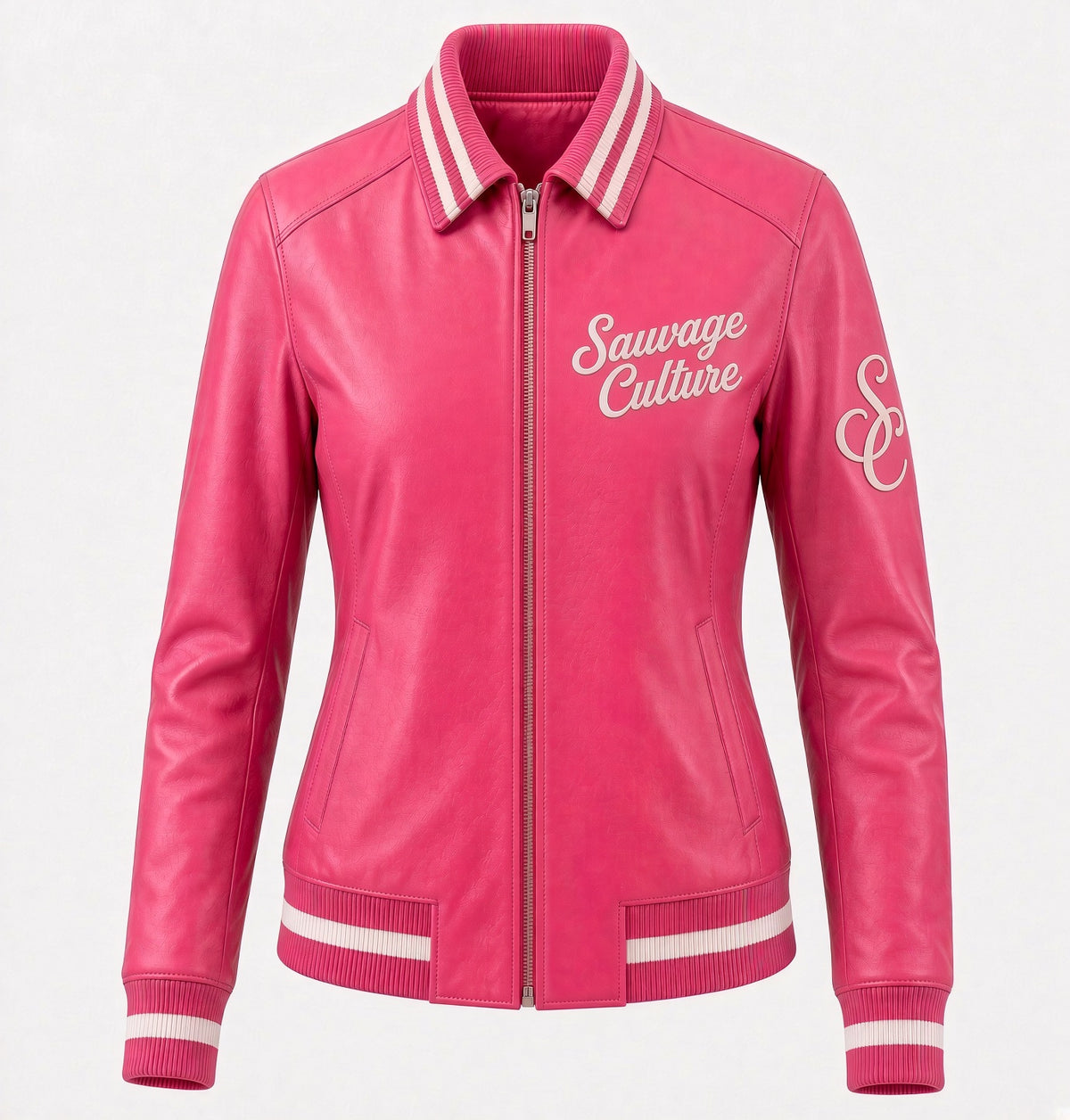 Sauvage Culture Pink Ladies Leather Jacket