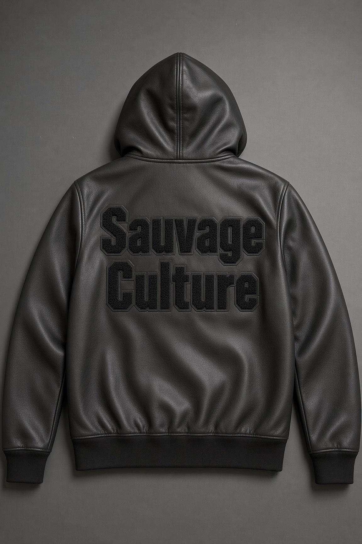 SC Black Leather Hoodie