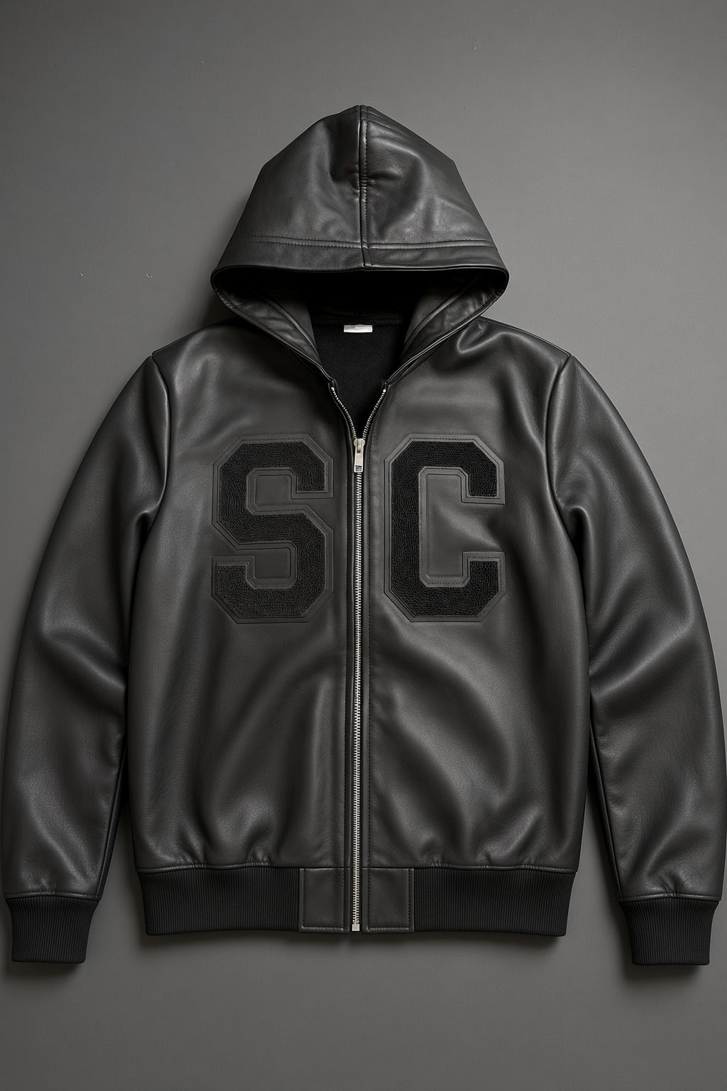 SC Black Leather Hoodie