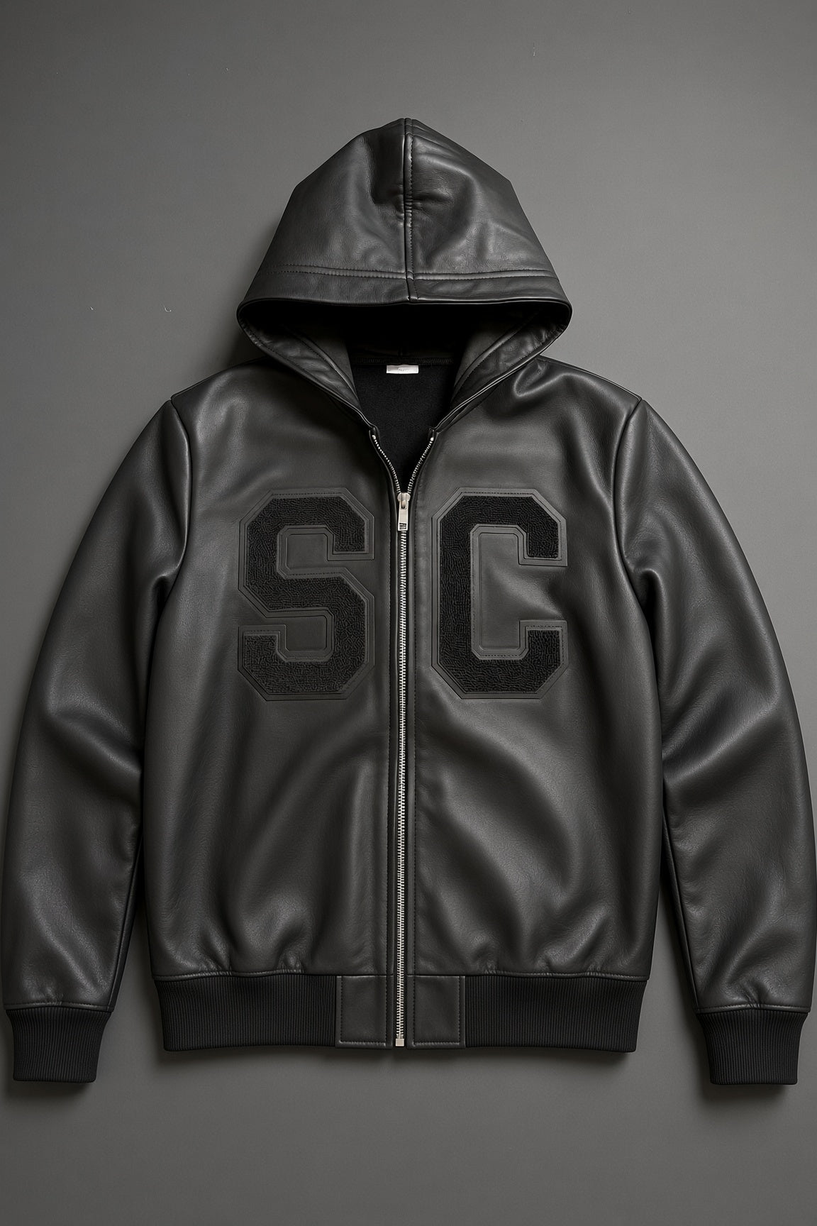 SC Black Leather Hoodie
